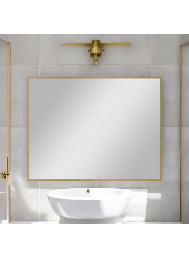 Aqua Drop Rectangular Plain Bathroom Mirror Gold 70 x 90 cm DWNM7090SSF-BG - Image 2